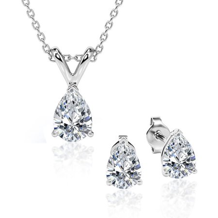 JeenMata 2 Carat Moissanite Earrings & Pendant Jewelry Gift Set
