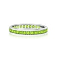 thumbnail image 1 of JeenMata 2 Carat Princess Cut August - Peridot - Birthstone Channel Set Wedding Band - Eternity Wedding Ring in 18K White Gold Over Silver, 1 of 8