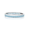 thumbnail image 1 of JeenMata 2 Carat Princess Cut March - Aquamarine - Birthstone Channel Set Wedding Band - Eternity Wedding Ring in 18K White Gold Over Silver, 1 of 8