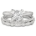 thumbnail image 1 of JeenMata 3.25 Carat Princess Wedding Ring Set - Bridal Set - Wedding Trio Set - Engagement Ring - Art Deco Ring - Promise Ring - Sterling Silver, 1 of 9