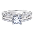 thumbnail image 1 of JeenMata 3.25 Carat Princess Wedding Ring Set - Bridal Set - Wedding Trio Set - Engagement Ring - Art Deco Ring - Promise Ring - Sterling Silver, 1 of 10