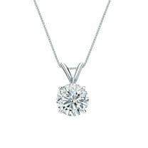 JeenMata 2 Carat Round Cut Moissanite Brilliant Pendant Necklace - 18K White Gold Plating Over Silver