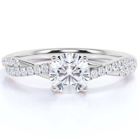 2 Carat infinity Round cut Moissanite Engagement Ring in 18K White Gold Plating for Women
