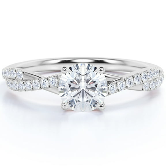JeenMata 2 Carat infinity Round cut Moissanite Engagement Ring in 18K White Gold Over Silver