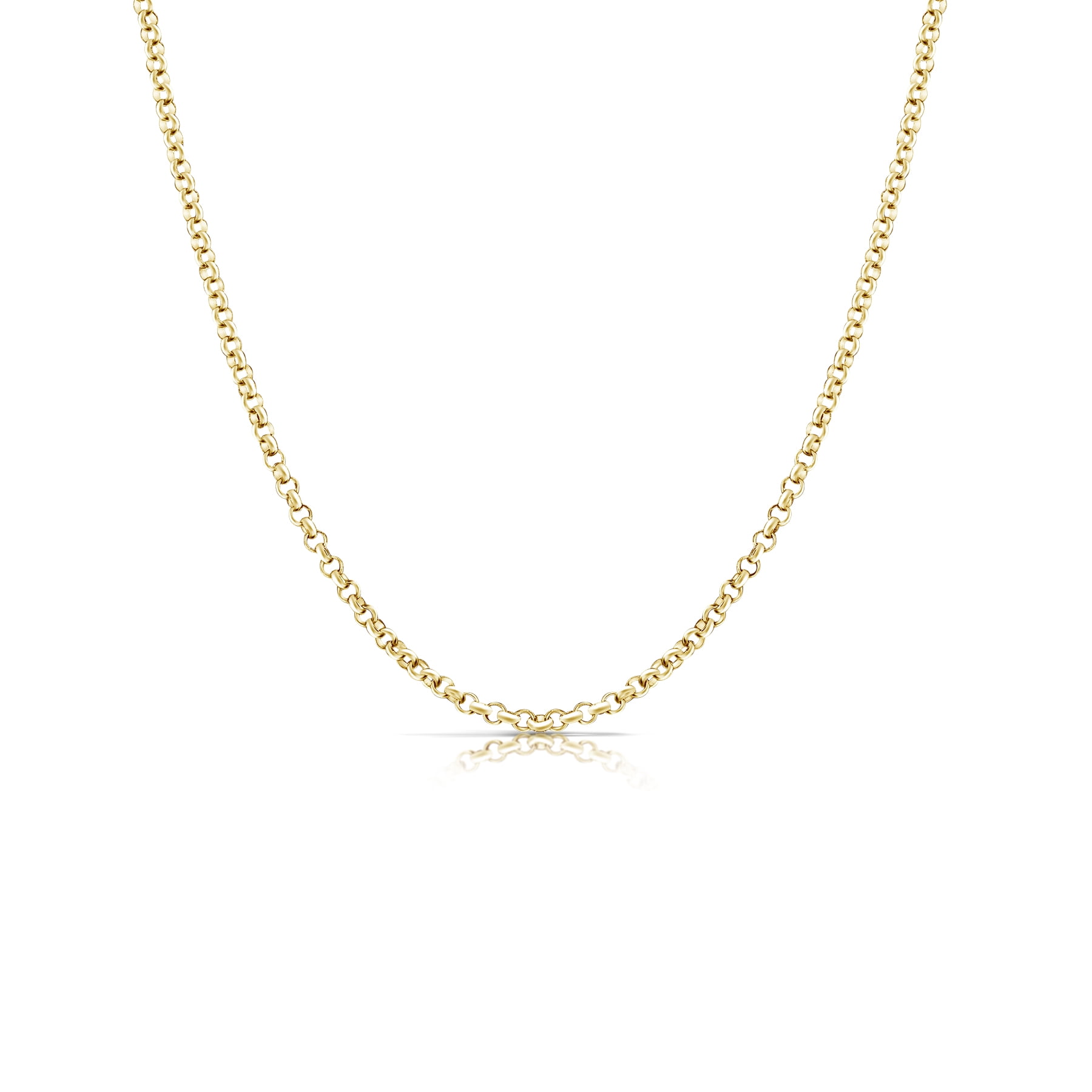JeenMata 20 Inches 2 mm Round Rolo Chain Necklace in Yellow Gold Plated ...