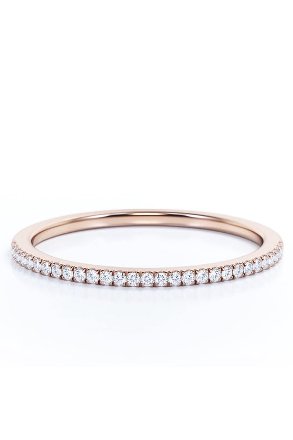 .25 Carat Round Brilliant Real Diamond Semi Eternity Wedding Ring Band in 10k Rose Gold