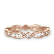 JeenMata .25 ct Diamond Anniversary Ring Band - Modern Wedding Band - Full Eternity Ring - 10K Rose Gold