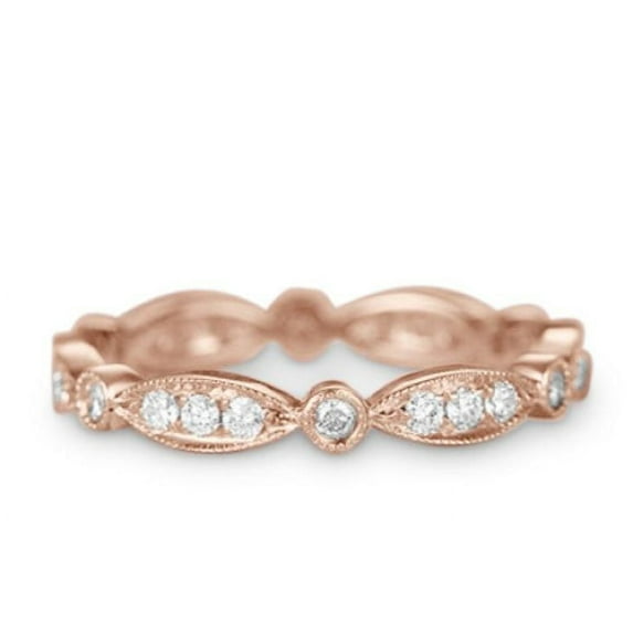 JeenMata .25 ct Diamond Anniversary Ring Band - Modern Wedding Band - Full Eternity Ring - 10K Rose Gold