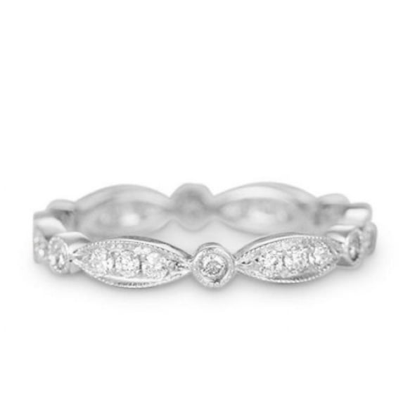 JeenMata .25 ct Diamond Anniversary Ring Band - Modern Wedding Band - Full Eternity Ring - 10K White Gold