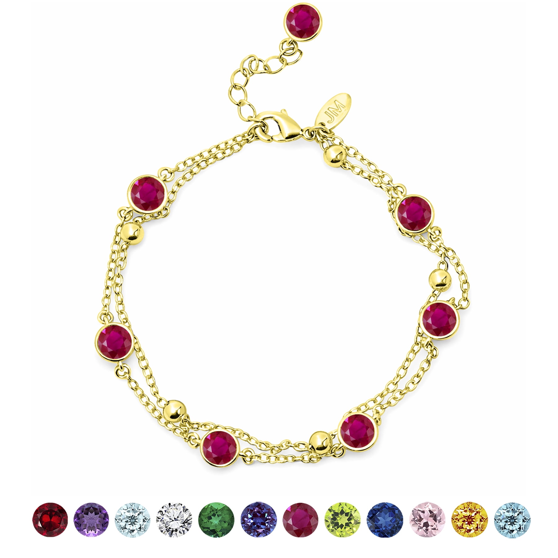 JeenMata Jewelry JeenMata 3.5 Carat July Ruby Birthstone Double Layer Bracelet - in Yellow Gold… — $19.00 (21% off)