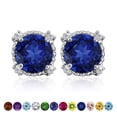 thumbnail image 1 of JeenMata 3.5 Carat Round Cut September Birthstone Stud Earrings - Halo Milgrain Earrings in 18K White Gold Plating for Women, 1 of 7