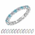 thumbnail image 1 of JeenMata 3.5 Carat Round Cut March Birthstone - Multicolor Eternity Wedding Ring - Aquamarine & Cubic Zirconia Birthstone Rings for Women in 18K White Gold Plating, Gift for Her, 1 of 11