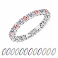 thumbnail image 1 of JeenMata 3.5 Carat Round Cut October Birthstone - Multicolor Eternity Wedding Ring - Pink Tourmaline & Cubic Zirconia Birthstone Rings for Women in 18K White Gold Plating, Gift for Her, 1 of 11
