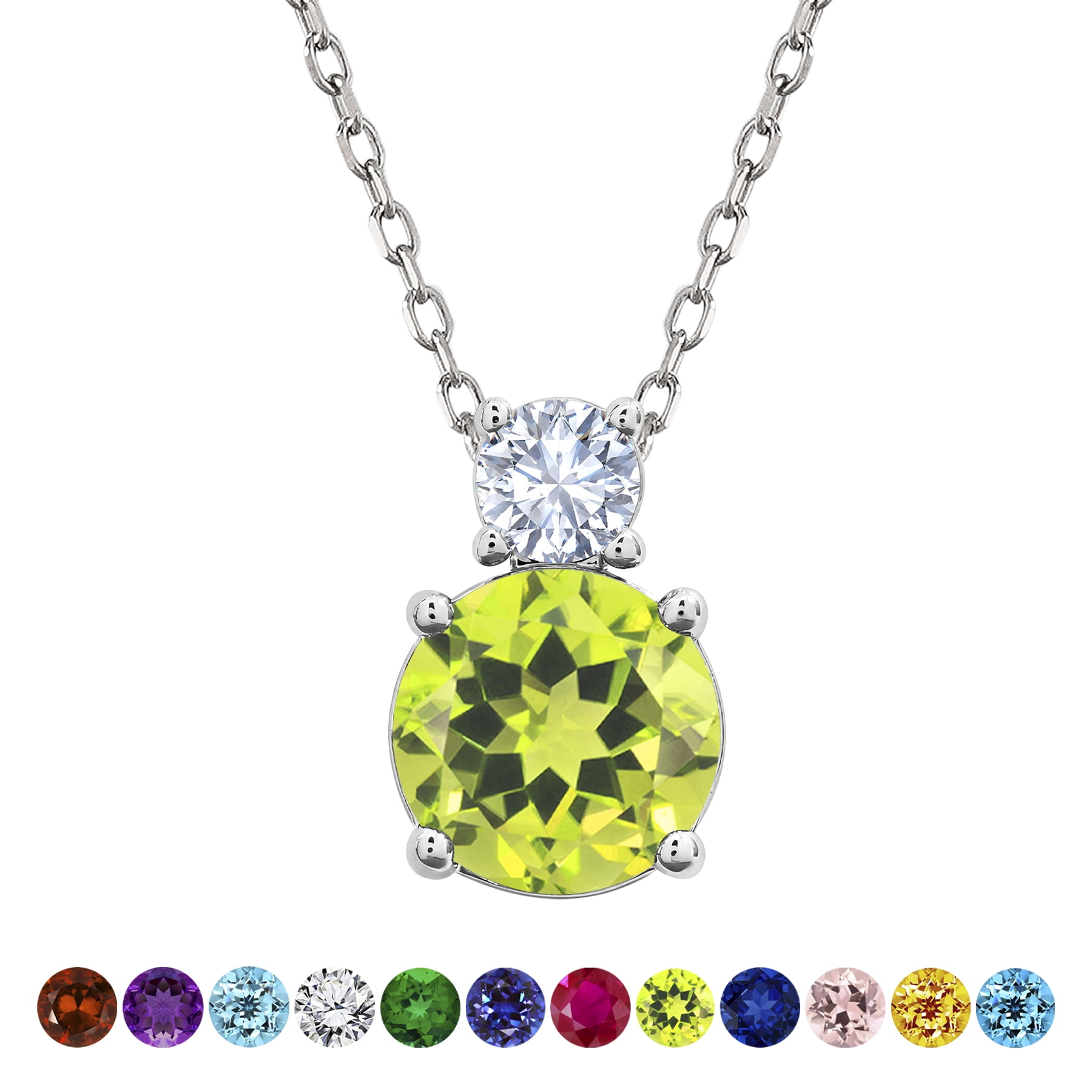 JeenMata 2 Carat August Birthstone Necklace - Dangling Round Cut ...