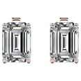 thumbnail image 1 of JeenMata 3 Carat Emerald Cut Moissanite - Minimalist Solitaire Stud Earrings - 18K Rose Gold Plating Over Silver, 1 of 5