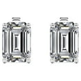 thumbnail image 1 of JeenMata 3 Carat Emerald Cut Moissanite - Minimalist Solitaire Stud Earrings - 18K White Gold Plating Over Silver, 1 of 5