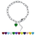 thumbnail image 1 of JeenMata 3 Carat May Heart & Key Charm Birthstone Bracelet - 18K White Gold Plating for Women, 1 of 7