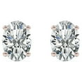 thumbnail image 1 of JeenMata 3 Carat Oval Cut Moissanite Solitaire Stud Earrings - 4 Prong - In 18K Rose Gold Plating Over Silver, 1 of 5