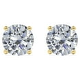 thumbnail image 1 of JeenMata 3 Carat Round Moissanite - 4 Prong Solitaire Stud Earrings - 18K Yellow Gold Plating Over Silver, 1 of 6