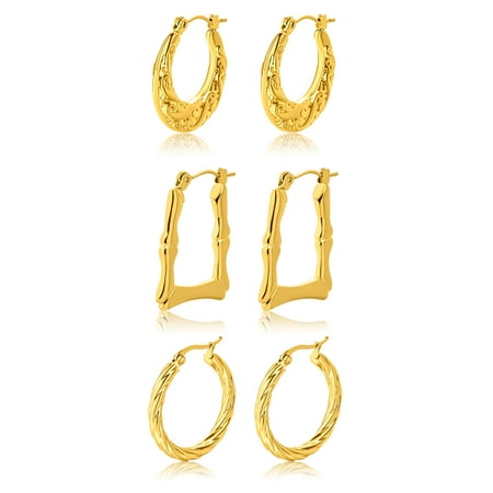 JeenMata 3 Pairs Mixed Pattern Latch Back Earrings Set for Women - Fashion Jewelry Sets - Value Bundle Earrings