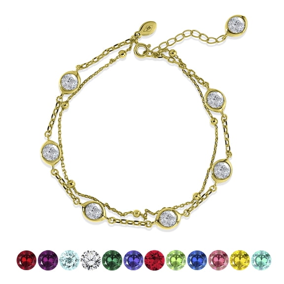 JeenMata 3.5 Carat April Birthstone Double Layer Bracelet - in Yellow Gold Plating for Women