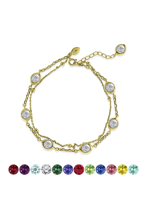 3.5 Carat April Birthstone Double Layer Bracelet - in Yellow Gold Plating for Women