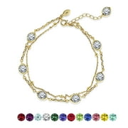 JEENMATA 3.5 Carat June Birthstone Double Layer Bracelet - in Yellow Gold Plating for Women