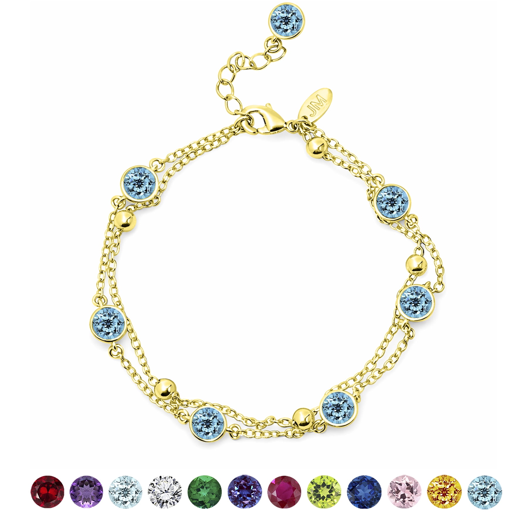 JeenMata Jewelry JeenMata 3.5 Carat December Blue Topaz Birthstone Double Layer Bracelet - in Yellow… — $19.00 (21% off)