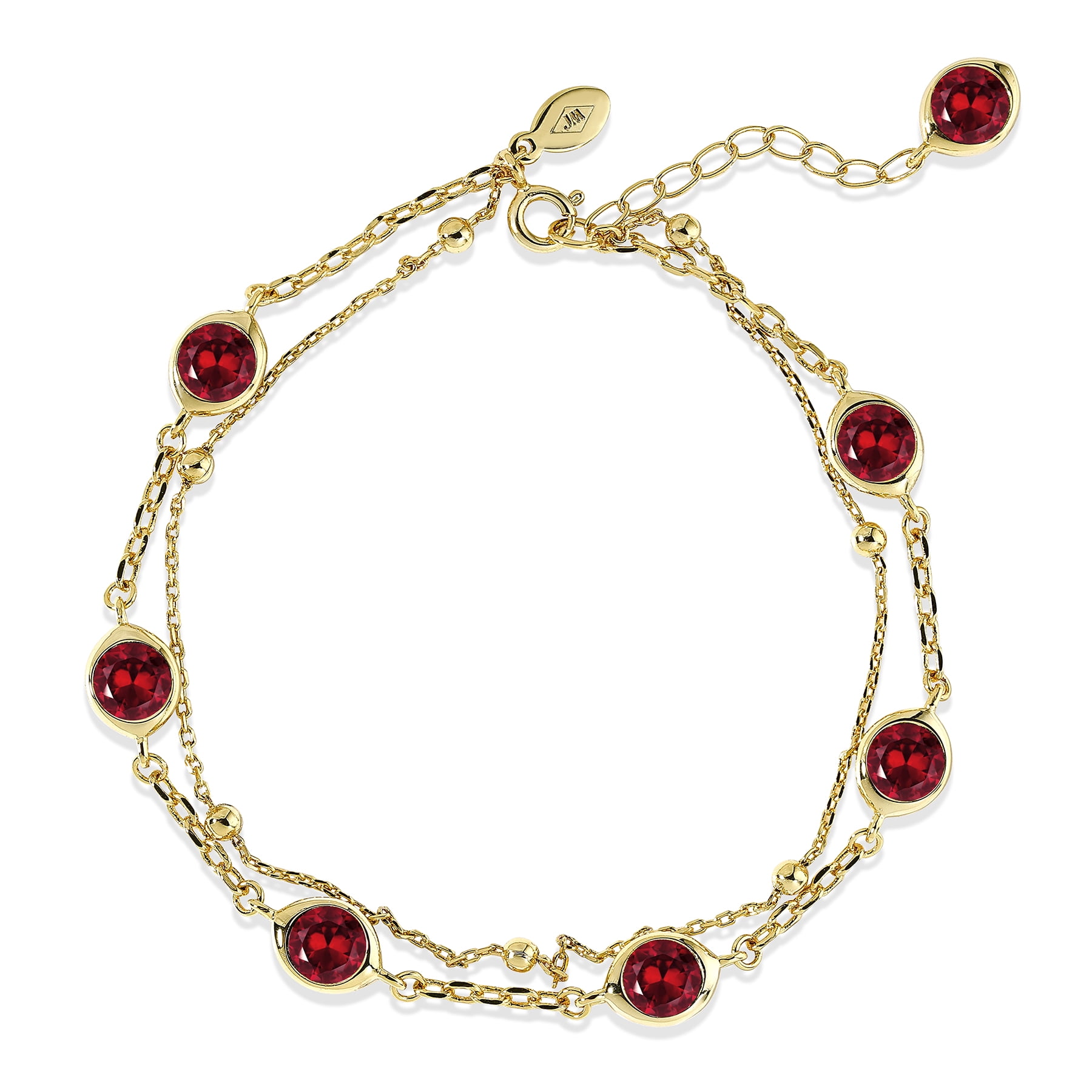 JeenMata Jewelry JeenMata 3.5 Carat January Garnet Birthstone Double Layer Bracelet - in Yellow Gold… — $19.00 (21% off)