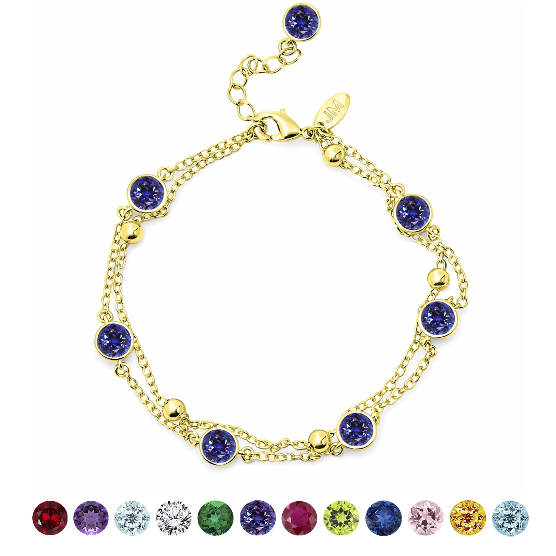 JeenMata Jewelry JeenMata 3.5 Carat June Alexandrite Birthstone Double Layer Bracelet - in Yellow Gold Plating for Women
