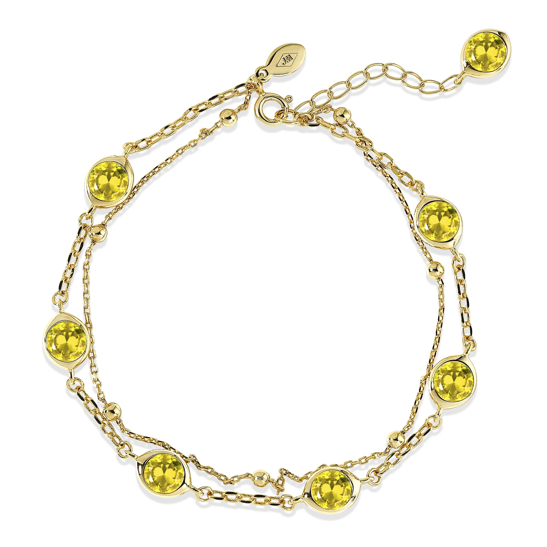 JeenMata Jewelry JeenMata 3.5 Carat November Citrine Birthstone Double Layer Bracelet - in Yellow… — $19.00 (21% off)