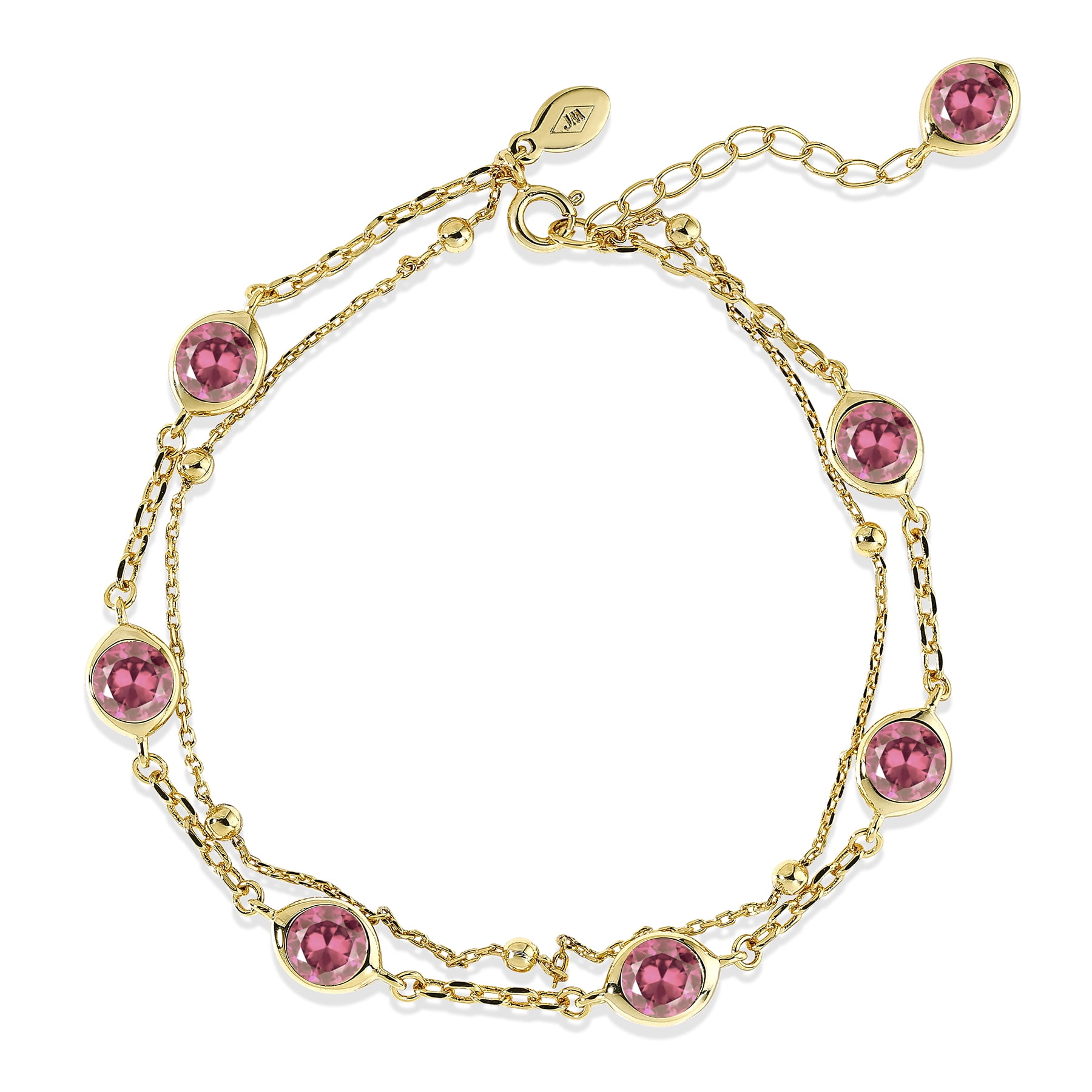JeenMata Jewelry JeenMata 3.5 Carat October Pink Tourmaline Birthstone Double Layer Bracelet - in… — $19.00 (21% off)