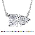 thumbnail image 1 of JeenMata 4.75 Carat Emerald Cut April Birthstone & Trillion Cut Cubic Zirconia Two Stone Pendant Necklace in 18K White Gold Plated for Women, 1 of 11