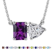 JeenMata Pendant Necklace for Women, 4.75 Carat Emerald & Trillion Cut, February CZ Birthstone Birth Month Necklace for Woman, Christmas Gifts for Her