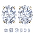 thumbnail image 1 of JeenMata 4 Prong 0.5 Carat Oval Cut Moissanite Solitaire Stud Earrings in 18k Yellow Gold Plating for Women, 1 of 11
