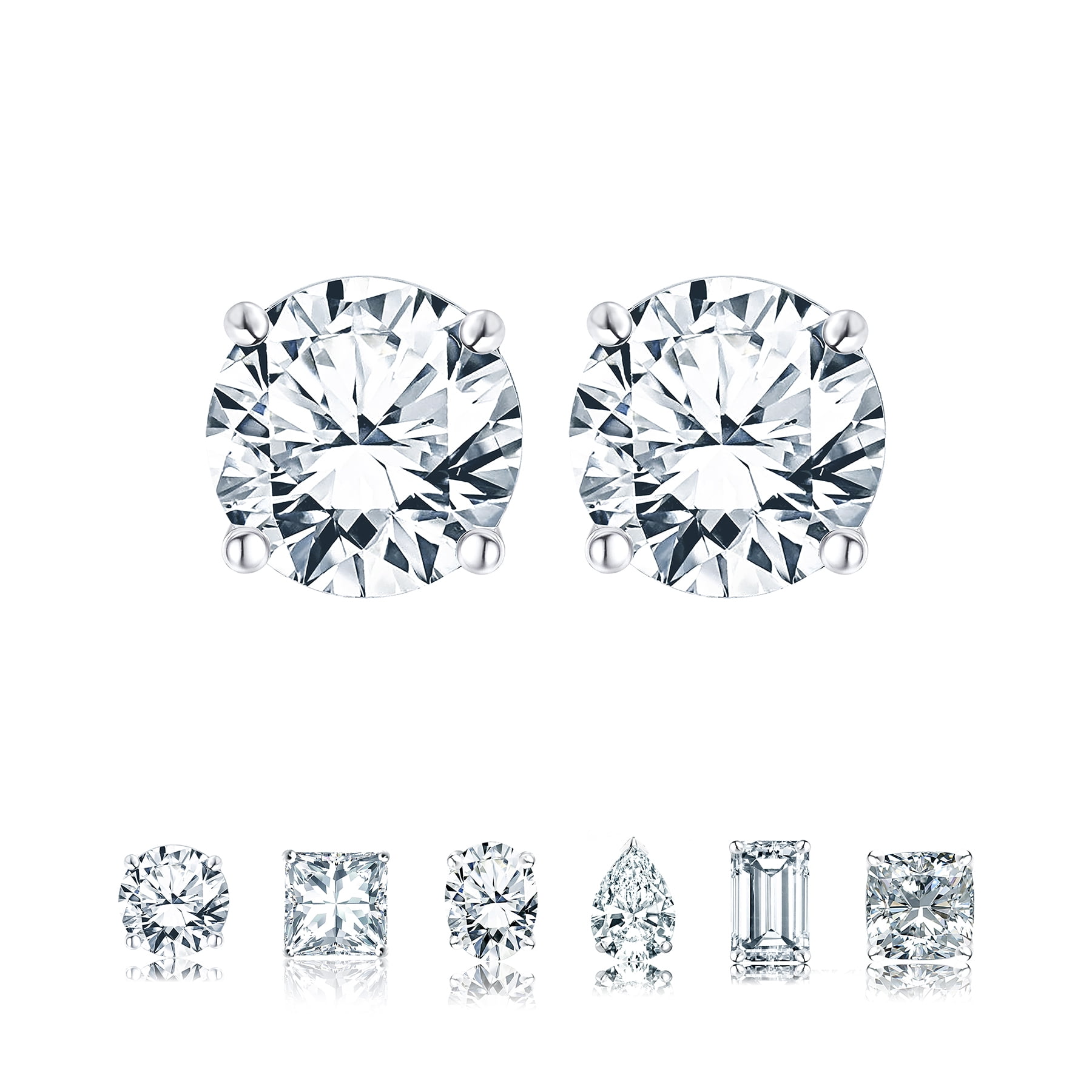 Walmart Black Friday Deals 2025 - JeenMata 4 Prong 0.5 Carat Moissanite Solitaire Stud Earrings, White Gold Plating, Durable, Customized Options