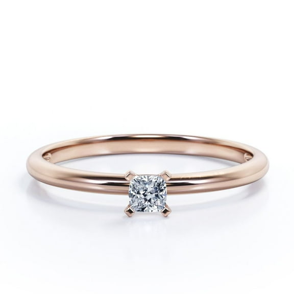 JeenMata 4 Prong 1 Carat Cushion Cut Moissanite - Solitaire Right Hand Ring 18K Rose Gold Plating Over Silver