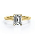 thumbnail image 1 of JeenMata 4 Prong - 1 Carat Emerald Cut Moissanite - Solitaire Engagement Ring - 18K Yellow Gold Plating Over Silver, 1 of 7