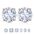 thumbnail image 1 of JeenMata 4 Prong 2 Carat Round Shaped Moissanite Solitaire Stud Earrings in 18k Yellow Gold Plating for Women, 1 of 11
