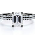 thumbnail image 1 of JeenMata 4-Prong Setting 2.25 Carat Emerald Cut Pave Shank Bridal Ring Set in 18K Black Gold Plating over Silver, 1 of 7