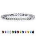thumbnail image 1 of JeenMata 5.5 Carat April Cubic Zirconia - Oval Cut Birthstone Tennis Bracelet Eternity Design - White Gold Plating, Female, Adult, 1 of 9