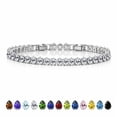 thumbnail image 1 of JeenMata 5.5 Carat April Cubic Zirconia - Pear Cut Birthstone Tennis Bracelet Eternity Design - White Gold Plating, Female, Adult, 1 of 9