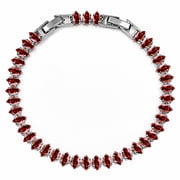 JeenMata 5.5 Carat July Ruby - Marquise Cut Birthstone Tennis Bracelet Eternity Design - White Gold Plating, Female, Adult