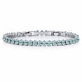thumbnail image 1 of JeenMata 5.5 Carat March Aquamarine - Oval Cut Birthstone Tennis Bracelet Eternity Design - White Gold Plating, Female, Adult, 1 of 9