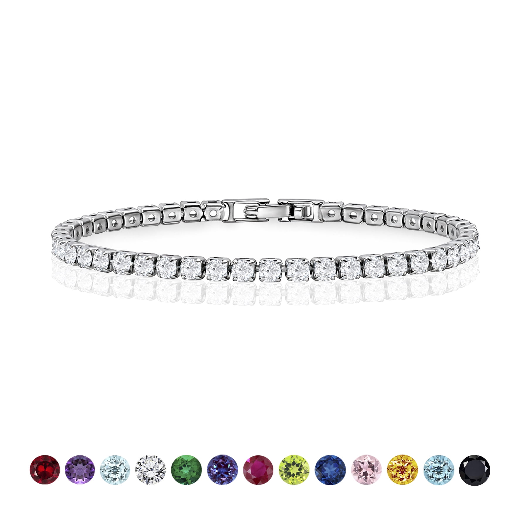 Sterling Plata Diamante Wave-style Pulsera De Eslabones (0,5