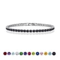 thumbnail image 1 of JeenMata 5.5 Carat Black Cubic Zirconia - Round Cut Birthstone Tennis Bracelet Eternity Design - White Gold Plating, Female, Adult, 1 of 7