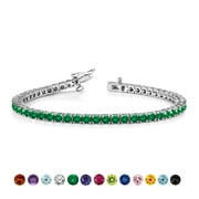 JEENMATA 5.5 Carat April Cubic Zirconia - Round Cut Birthstone Tennis Bracelet Eternity Design - White Gold Plating, Female, Adult