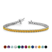 JEENMATA 5.5 Carat April Cubic Zirconia - Round Cut Birthstone Tennis Bracelet Eternity Design - White Gold Plating, Female, Adult