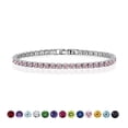 thumbnail image 1 of JeenMata 5.5 Carat October Pink Tourmaline - Round Cut Birthstone Tennis Bracelet Eternity Design - White Gold Plating, Female, Adult, 1 of 7