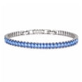 thumbnail image 1 of JeenMata 5.5 Carat September Blue Sapphire - Emerald Cut Birthstone Tennis Bracelet Eternity Design - White Gold Plating, Female, Adult, 1 of 9